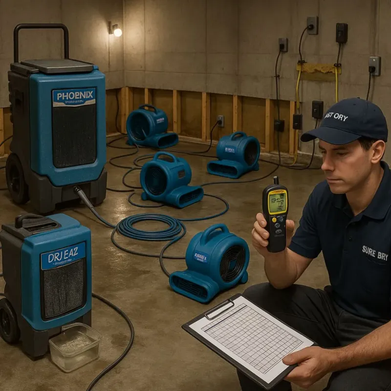 Structural Drying and Dehumidification process in De Soto, IL